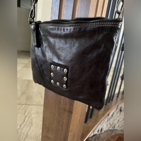 Campomaggi Free People Dark Brown Distressed Leather Patchwork Crossbody Bag - Picture 4 of 12
